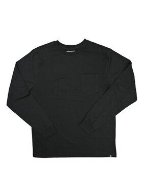 Eighth Avenue Slim Fit Long Sleeve Pocket T-Shirt in Black